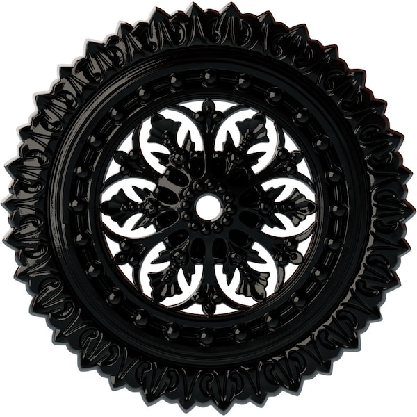 Ekena Millwork Sellek Ceiling Medallion (Fits Canopies up to 1 1/8"), 18 1/2"OD x 7/8"ID x 1 1/2"P, Black Pearl CM18SKBPS - main